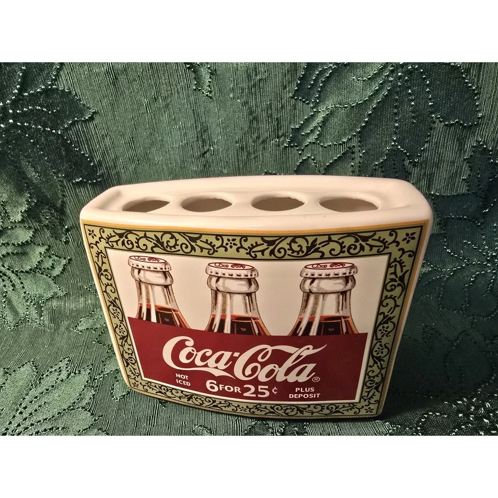 Coca-Cola Ceramic Toothbrush Holder Retro 6 For 25¢ Bottle Design /0402